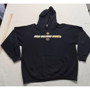 NFL New Orleans Saints men's black pullover front pocket Hoodie sweatshirt LG